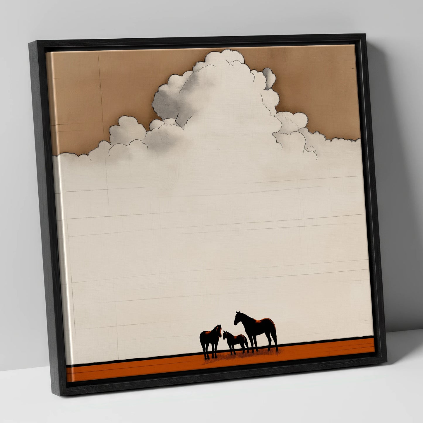 Under the Endless Sky horse landscape canvas wall art in black frame