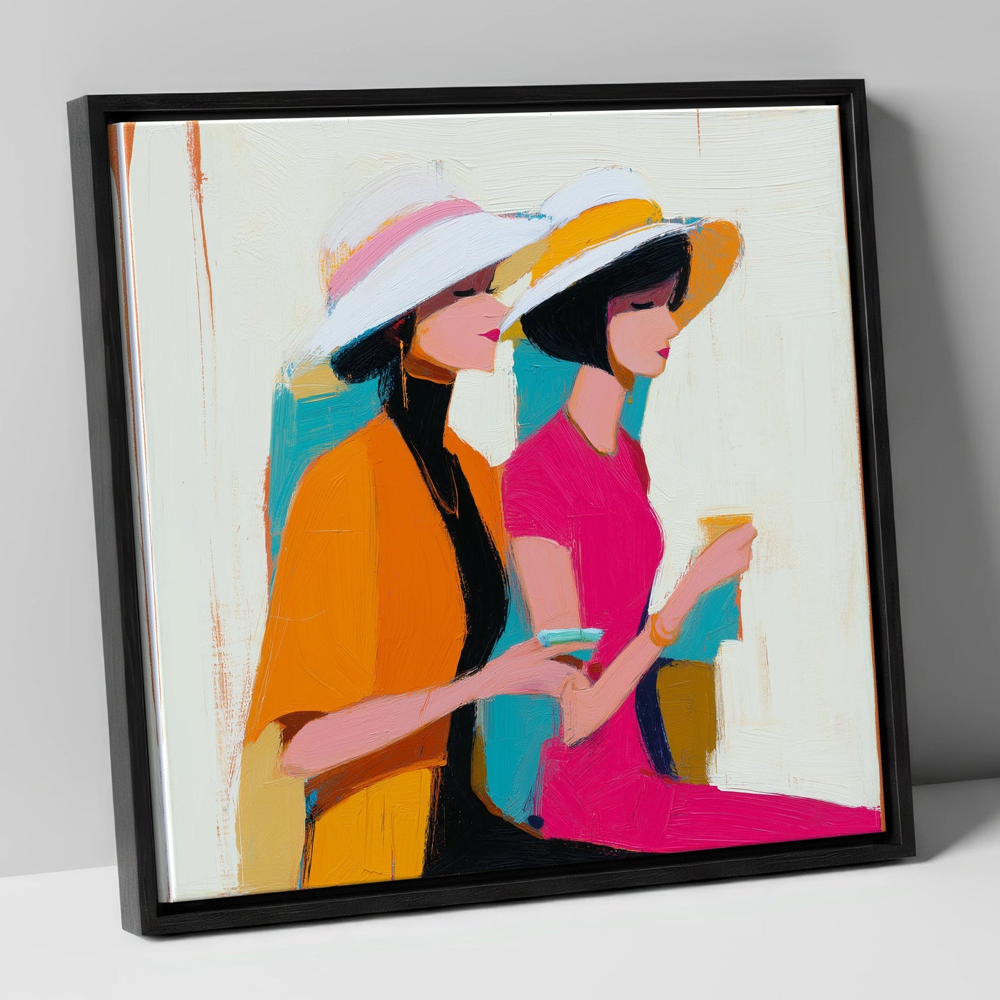 Trackside Glamour racing horse canvas wall art in black frame
