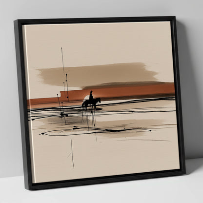 The Solitary Trail western horse canvas wall art in black frame