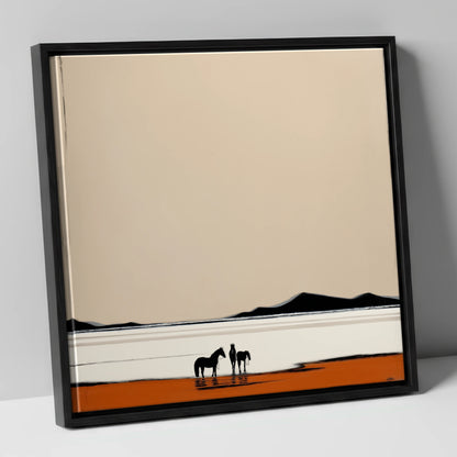 Silhouetted Horizons horse landscape canvas wall art in black frame