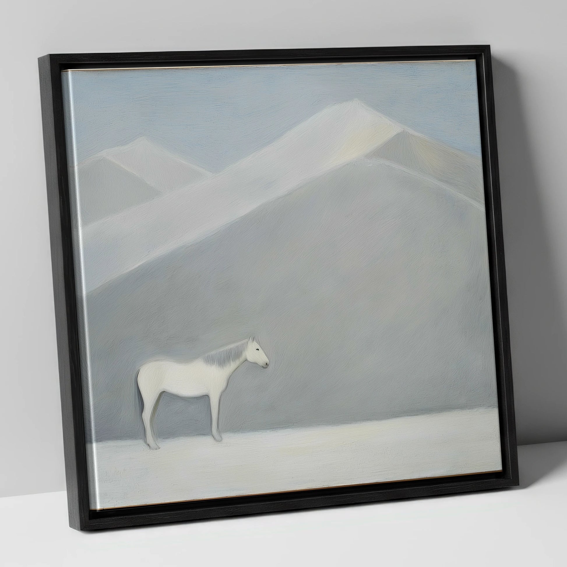 Silent Mountain Sentinel horse landscape canvas wall art in black frame