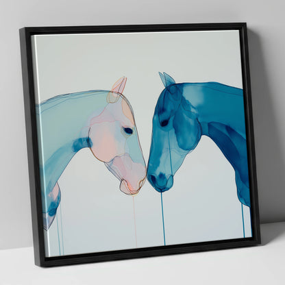 Whispered Blue Greeting horse portrait canvas wall art in black frame