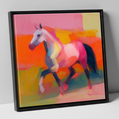 Vivid Equine Stride horse breed canvas wall art in black frame