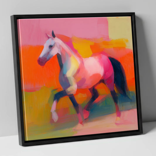Vivid Equine Stride horse breed canvas wall art in black frame