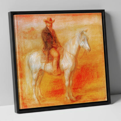 Sunbaked Western Silence western horse canvas wall art in black frame