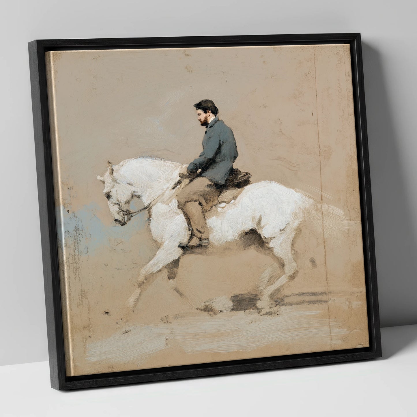 Collected Elegance dressage horse canvas wall art in black frame
