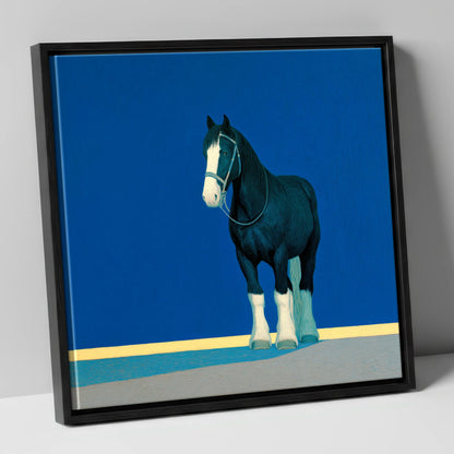The Cobalt Shire horse breed canvas wall art in black frame