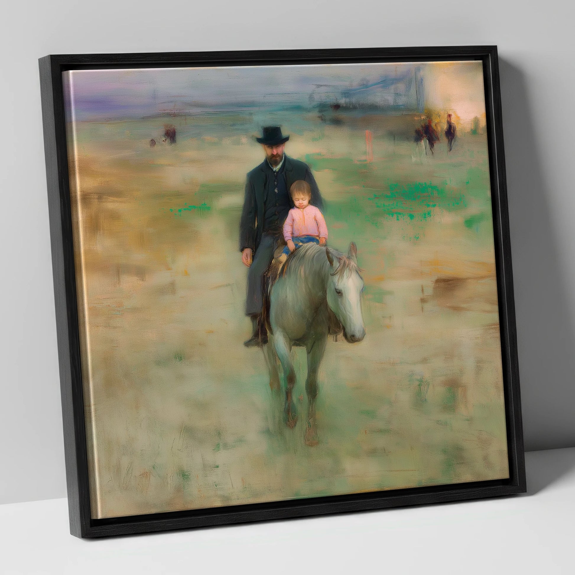 Guiding the Way horse & rider canvas wall art in black frame
