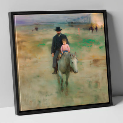 Guiding the Way horse & rider canvas wall art in black frame