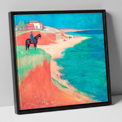 The Coastal Vantage horse landscape canvas wall art in black frame