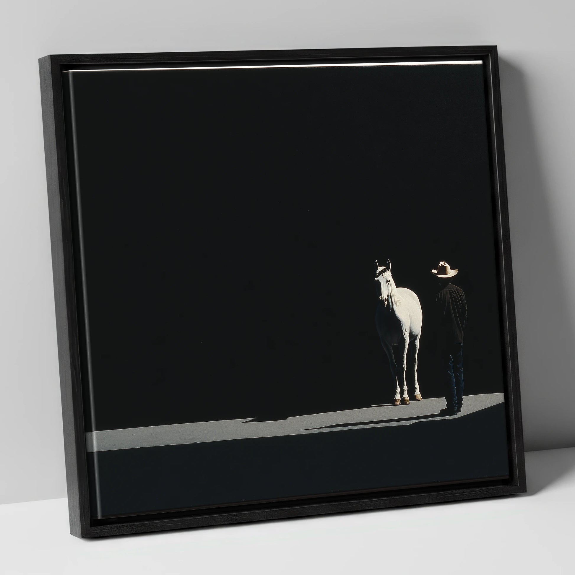 Silent Western Partnership western horse canvas wall art in black frame
