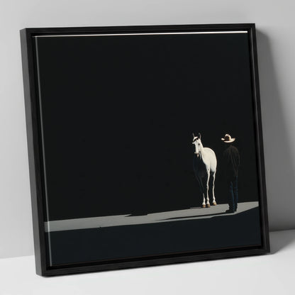 Silent Western Partnership western horse canvas wall art in black frame