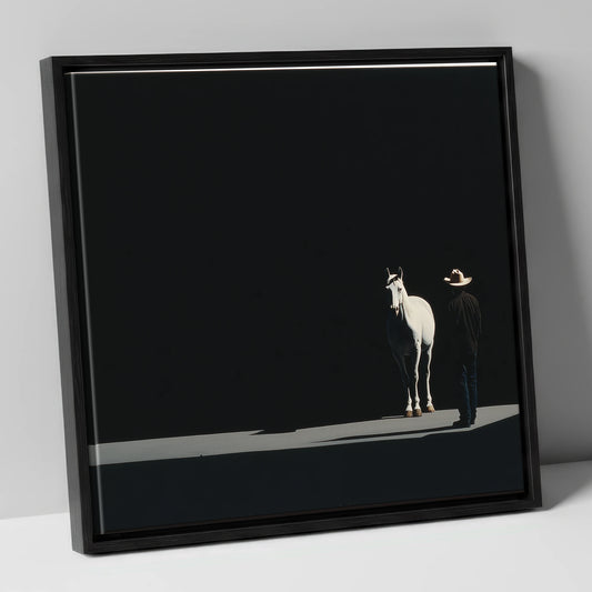 Silent Western Partnership western horse canvas wall art in black frame