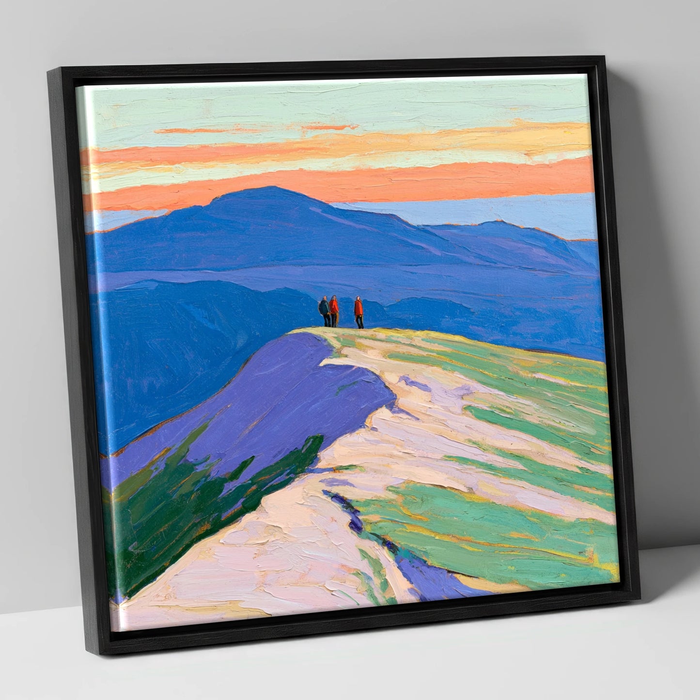 Hilltop Horizon horse landscape canvas wall art in black frame