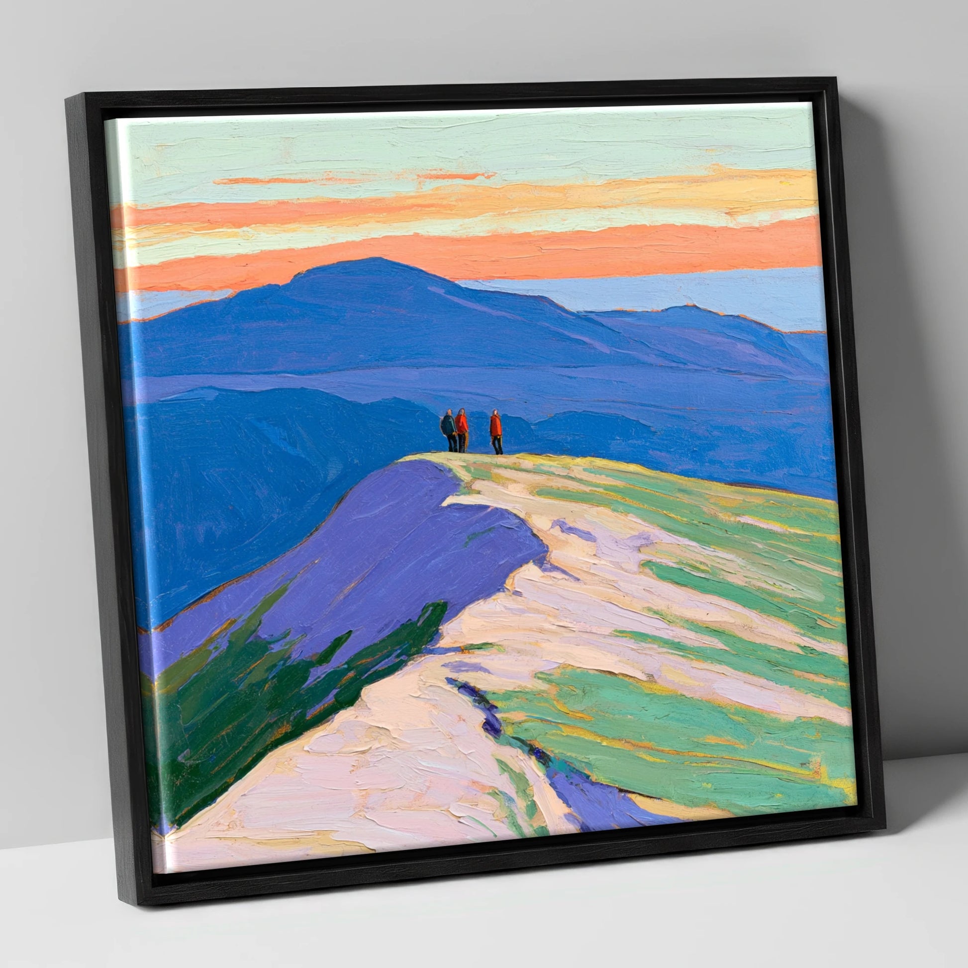 Hilltop Horizon horse landscape canvas wall art in black frame
