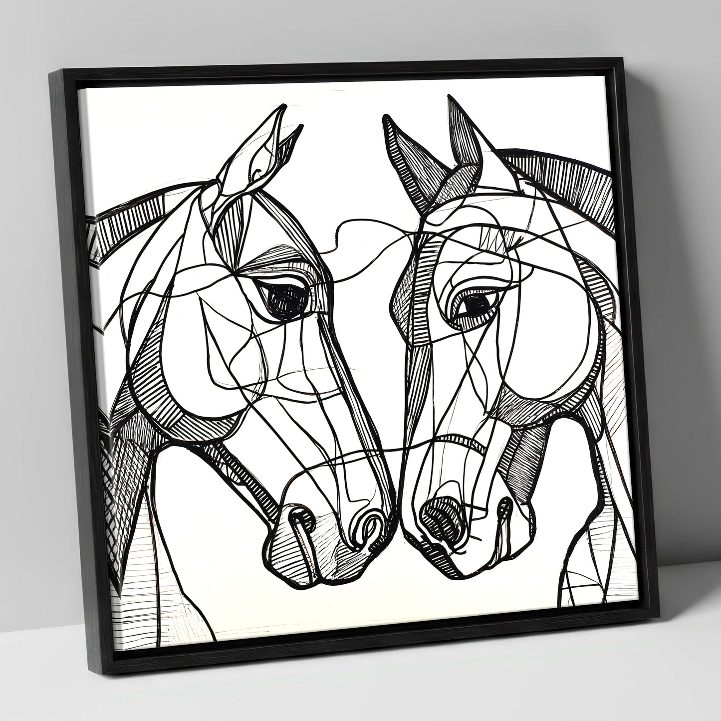 Structural Equine Bond horse portrait canvas wall art in black frame