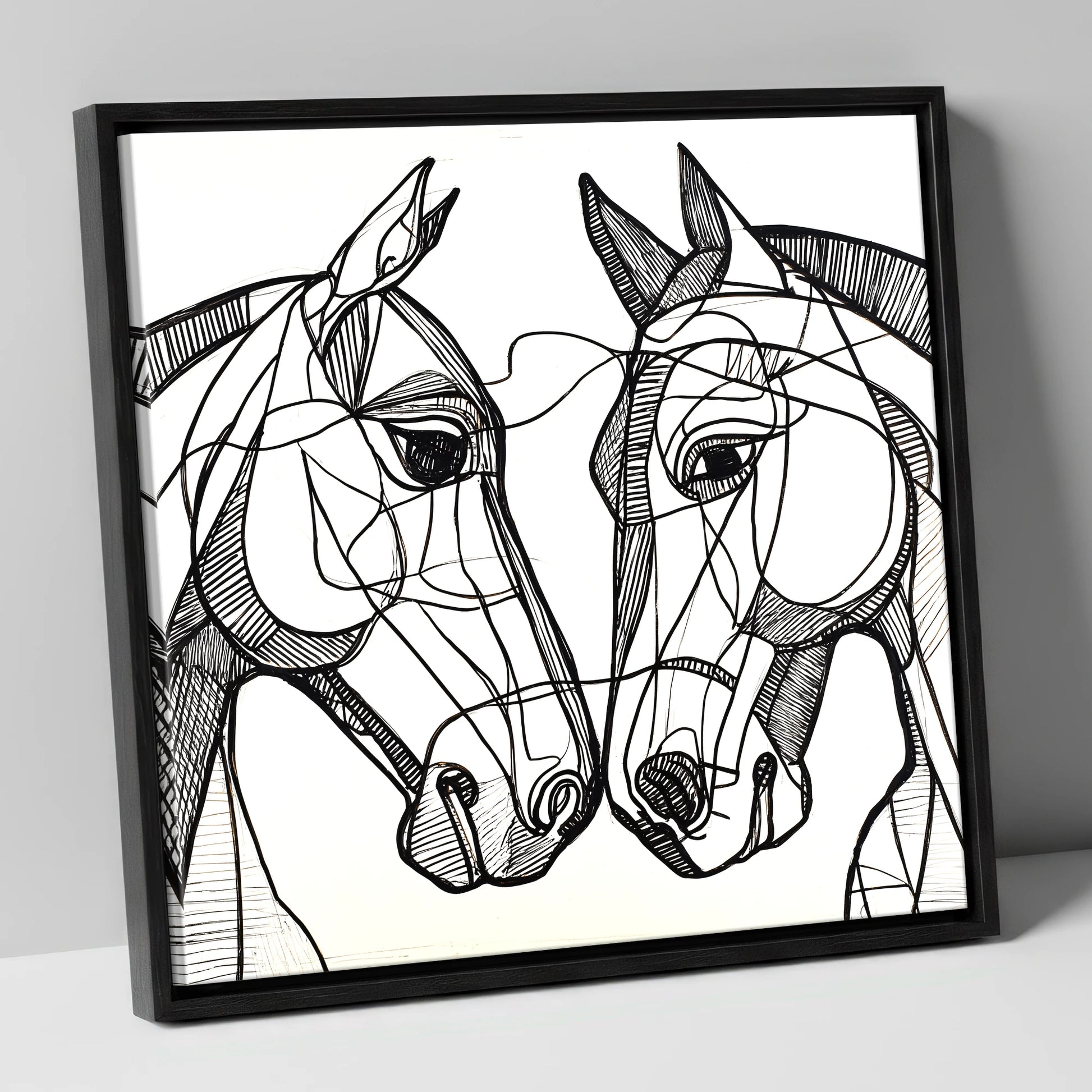 Structural Equine Bond horse portrait canvas wall art in black frame