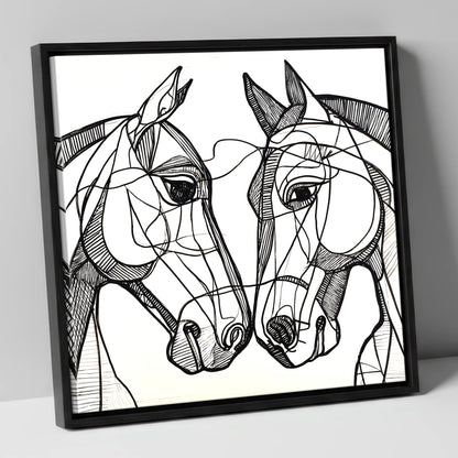 Structural Equine Bond horse portrait canvas wall art in black frame