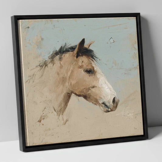 Study in Sand and Sky horse portrait canvas wall art in black frame
