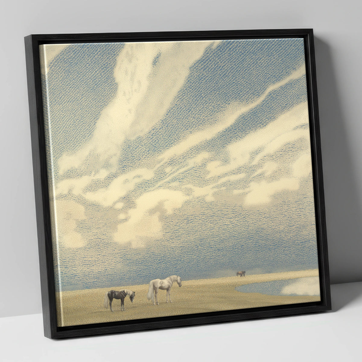 Sweeping Skies horse landscape canvas wall art in black frame