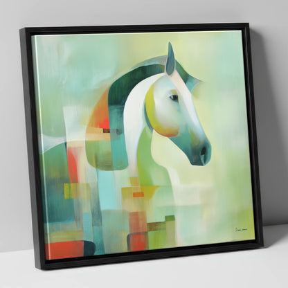 Modern Abstract Profile horse breed canvas wall art in black frame