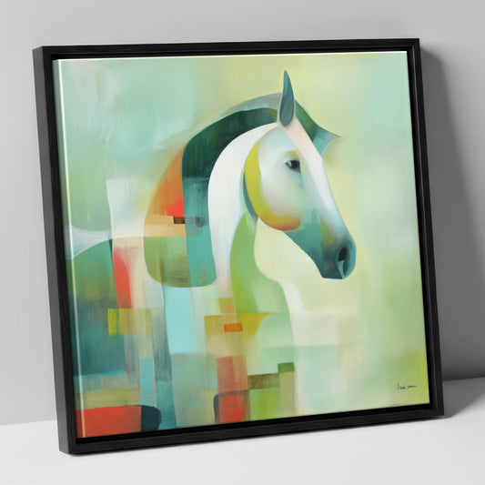 Modern Abstract Profile horse breed canvas wall art in black frame