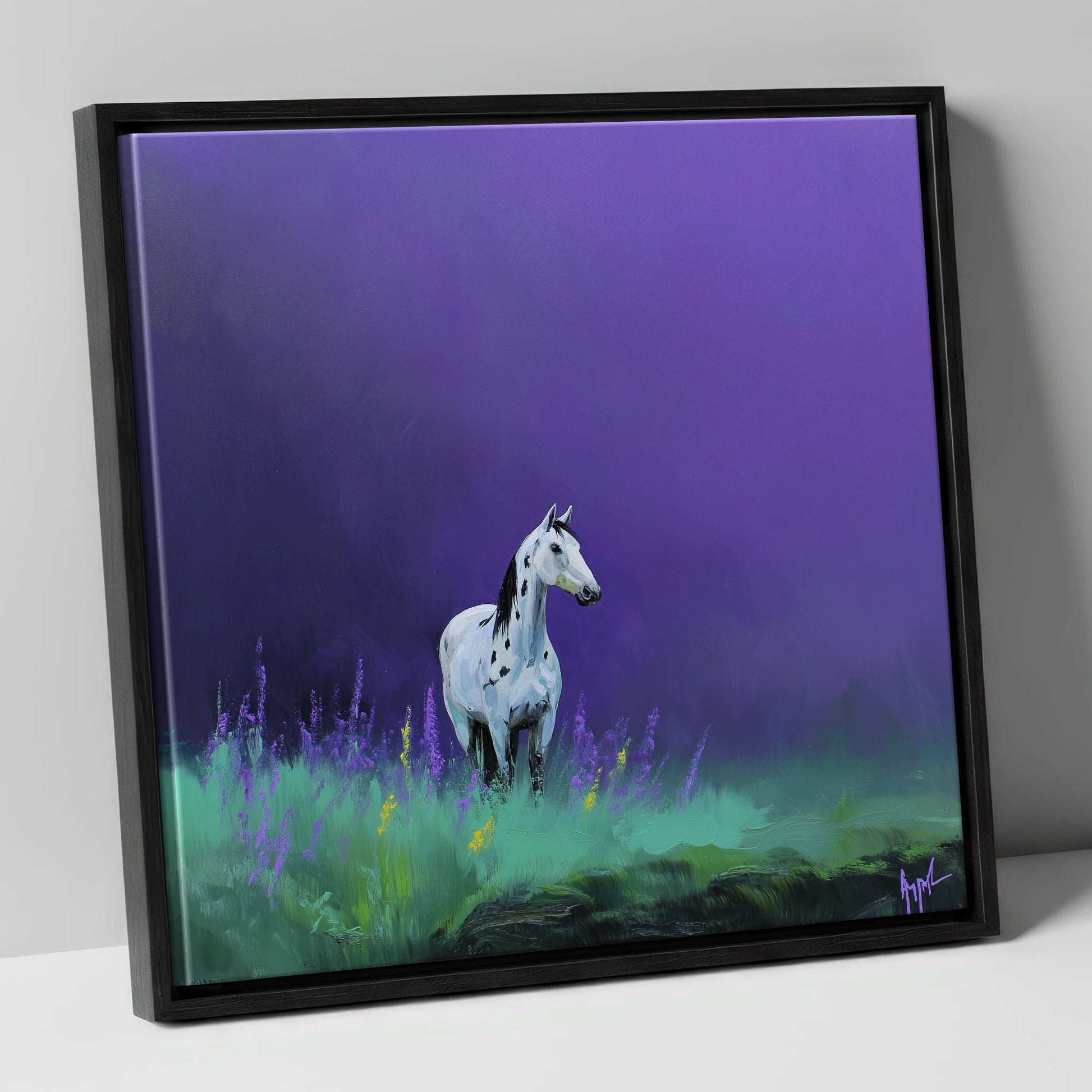 Twilight Appaloosa horse breed canvas wall art in black frame