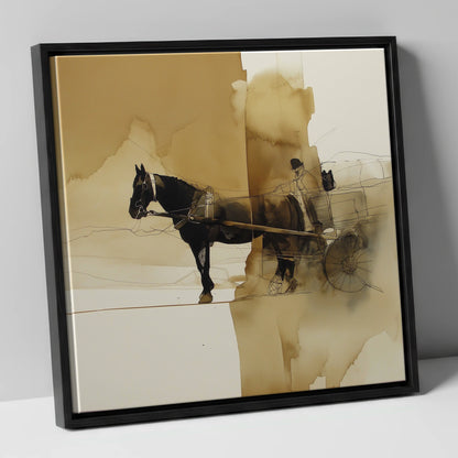 The Sepia Draught working horse canvas wall art in black frame