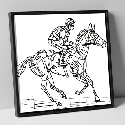 Geometry of Speed racing horse canvas wall art in black frame