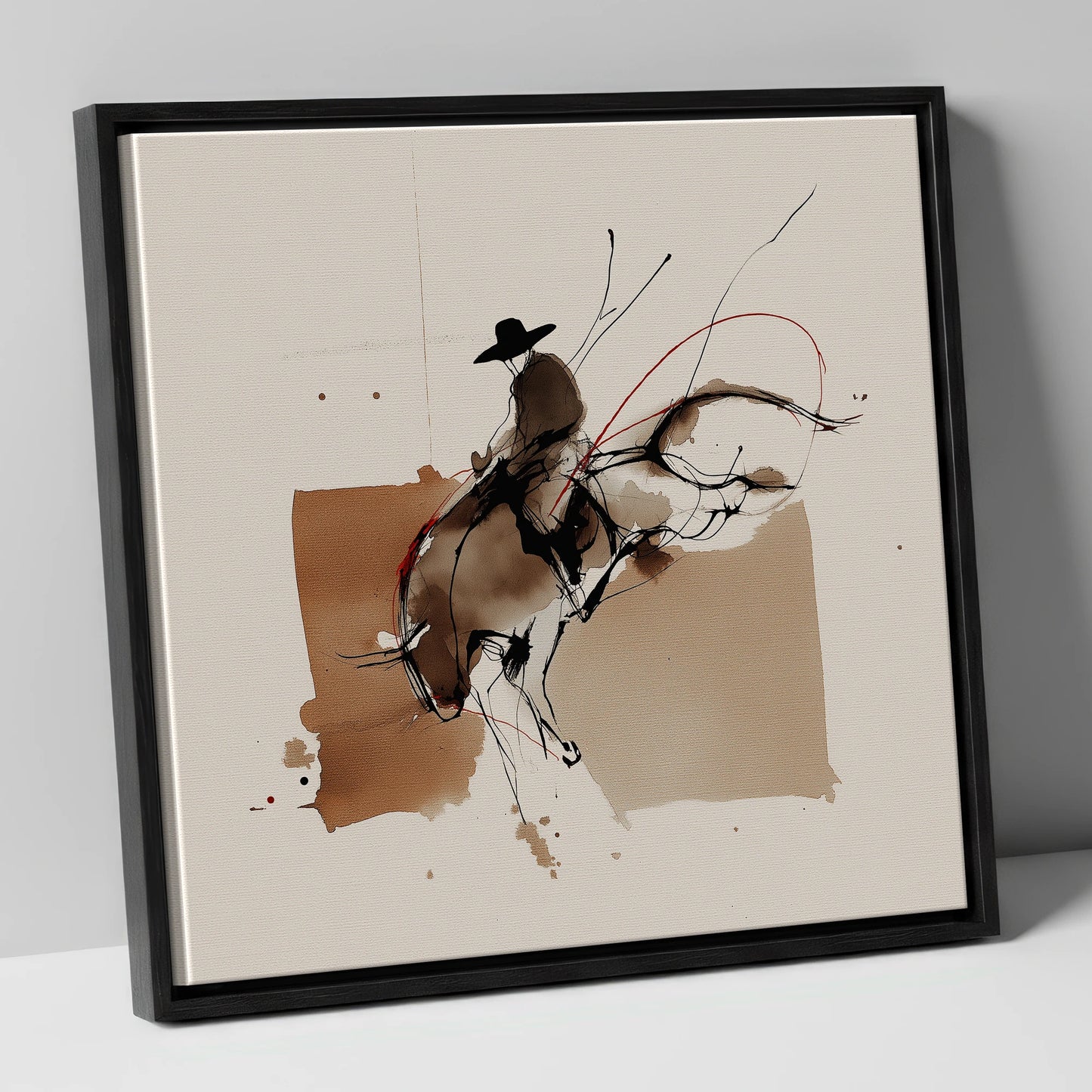 Untamed Western Energy western horse canvas wall art in black frame