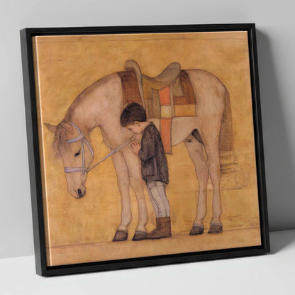 The Quiet Bond horse & rider canvas wall art in black frame