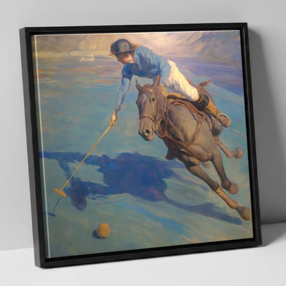 The Final Chukka polo horse canvas wall art in black frame