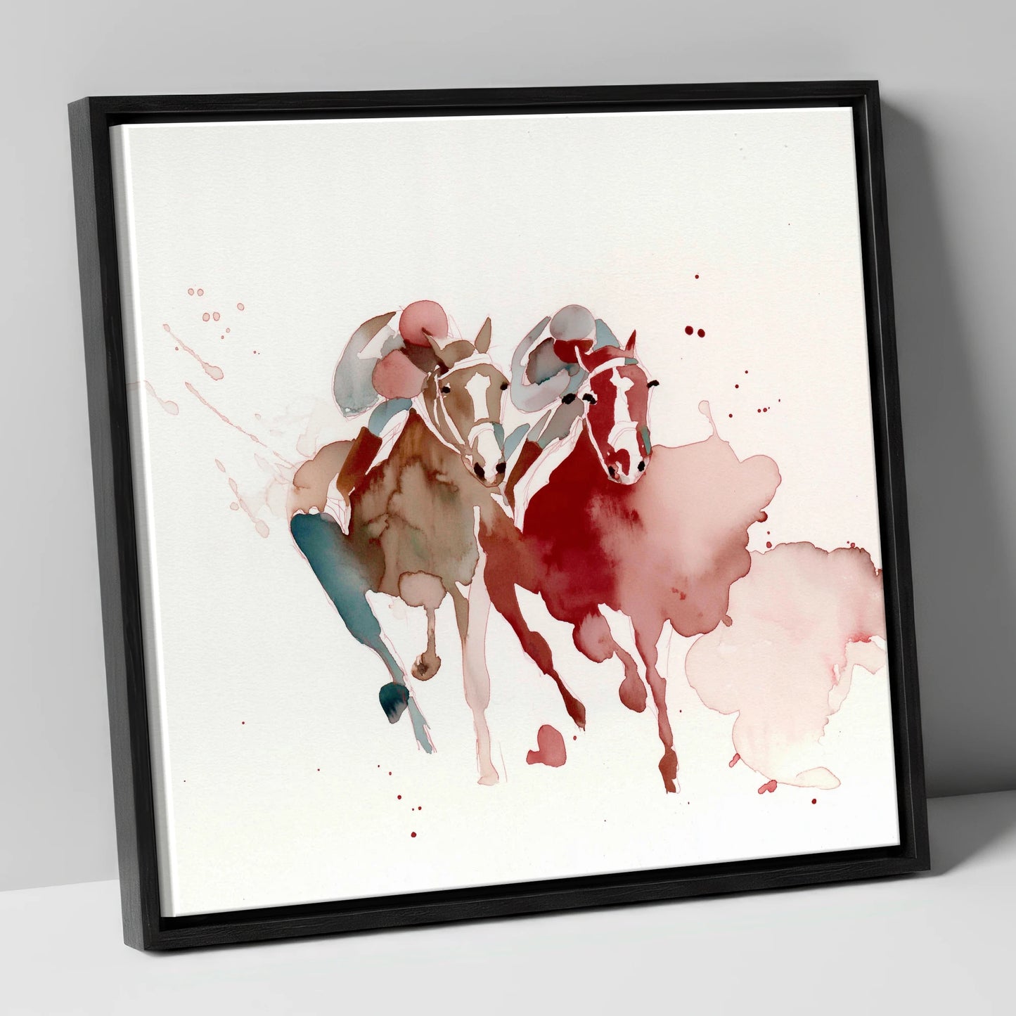 The Final Furlong racing horse canvas wall art in black frame