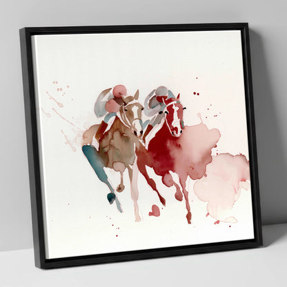 The Final Furlong racing horse canvas wall art in black frame