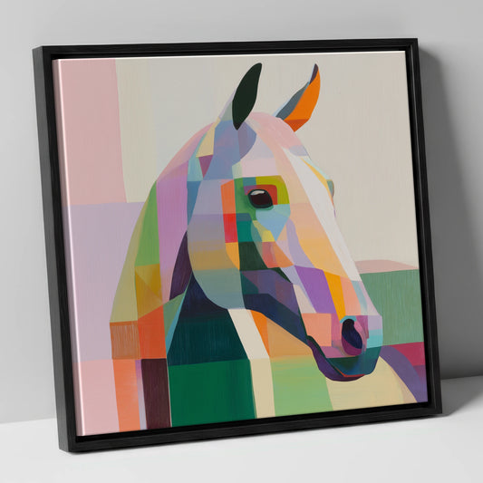 The Prismatic Profile horse portrait canvas wall art in black frame