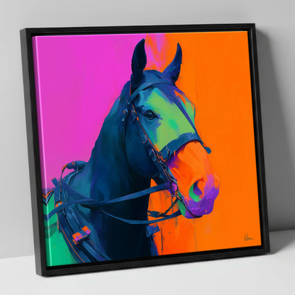 The Electric Workhorse working horse canvas wall art in black frame