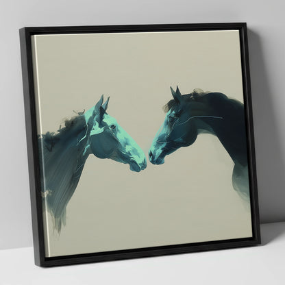 Quiet Connection horse portrait canvas wall art in black frame