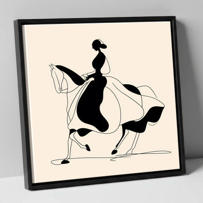 Fluid Elegance dressage horse canvas wall art in black frame