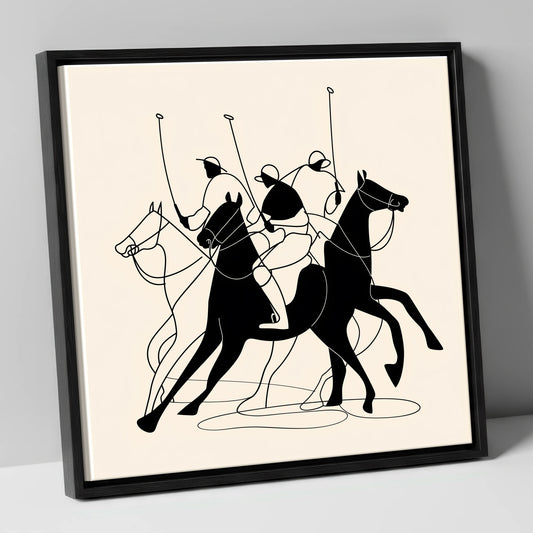 Dynamics of the Match polo horse canvas wall art in black frame