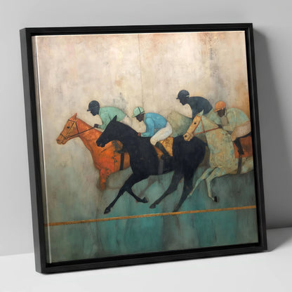 The Golden Furlong racing horse canvas wall art in black frame