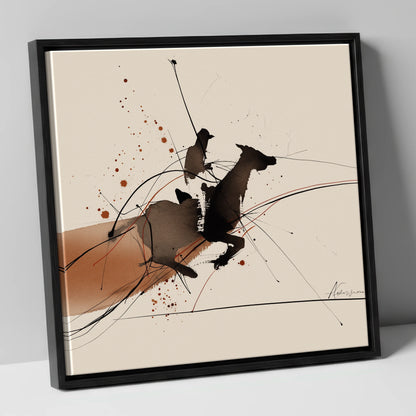 Forward Momentum horse & rider canvas wall art in black frame