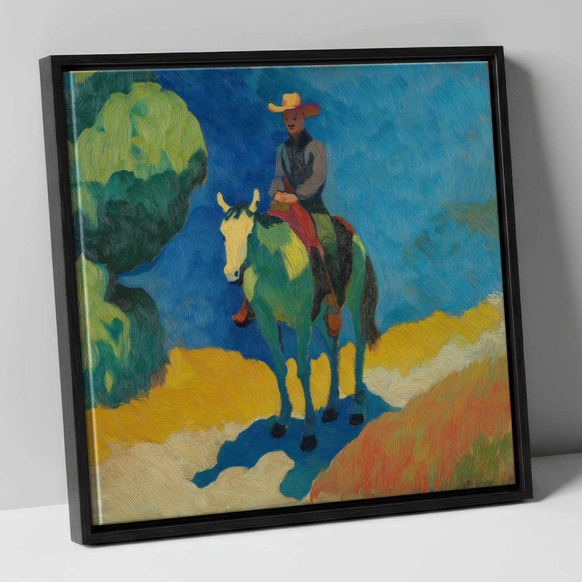 Under a Cobalt Sky western horse canvas wall art in black frame