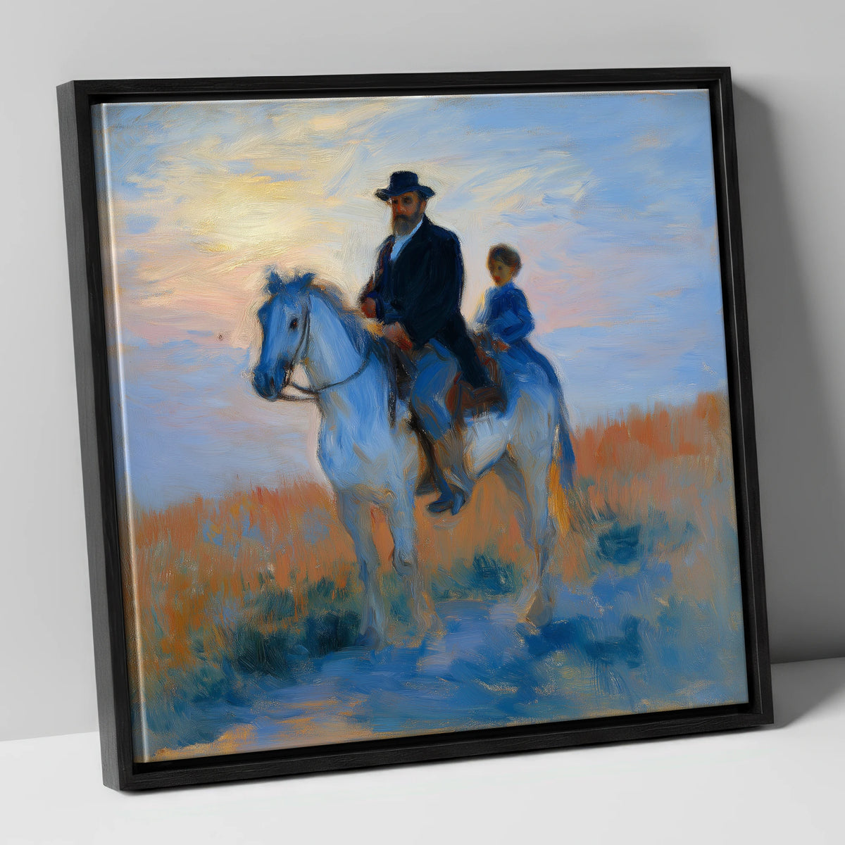 The Luminous Ride horse & rider canvas wall art in black frame