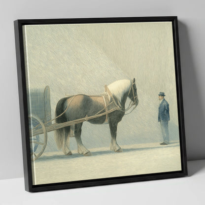 A Shared Resolve working horse canvas wall art in black frame
