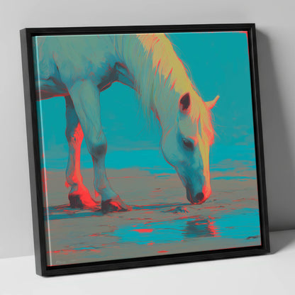 Electric Tide horse landscape canvas wall art in black frame