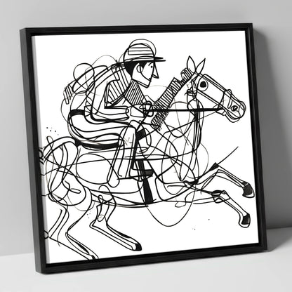 The Abstract Sprint racing horse canvas wall art in black frame