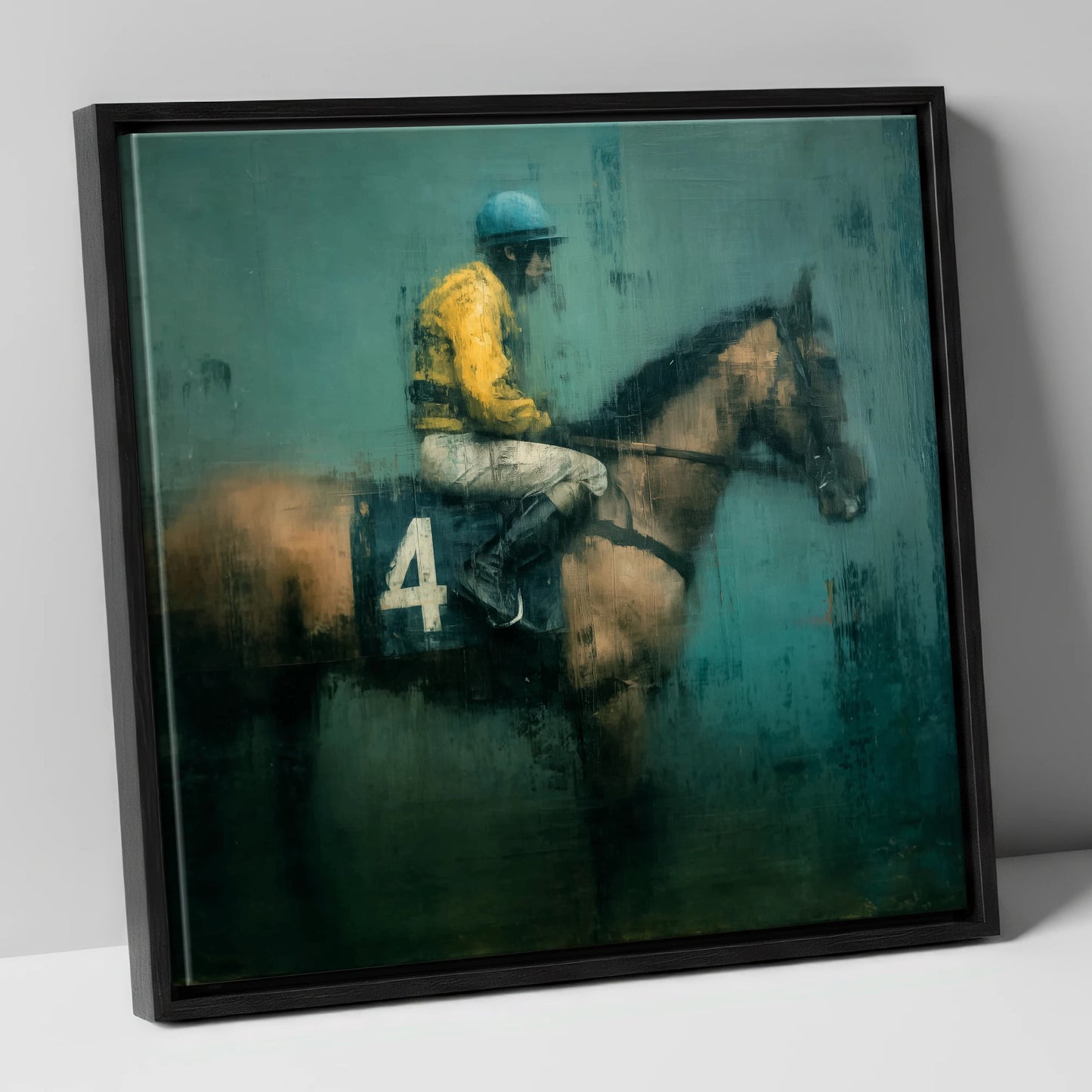 Before the Off racing horse canvas wall art in black frame