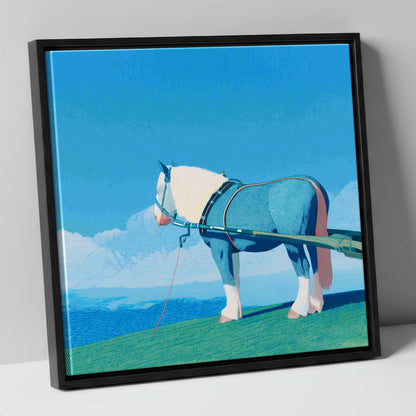 Steadfast Horizon working horse canvas wall art in black frame