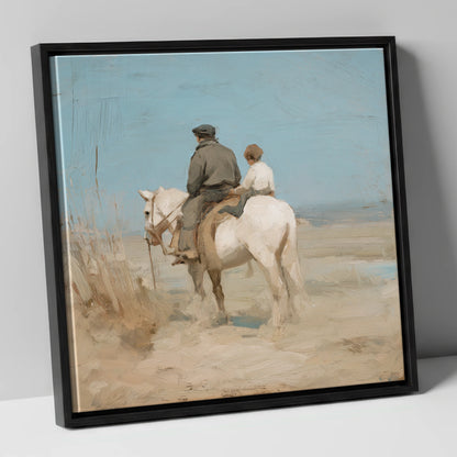 The Shared Journey horse & rider canvas wall art in black frame