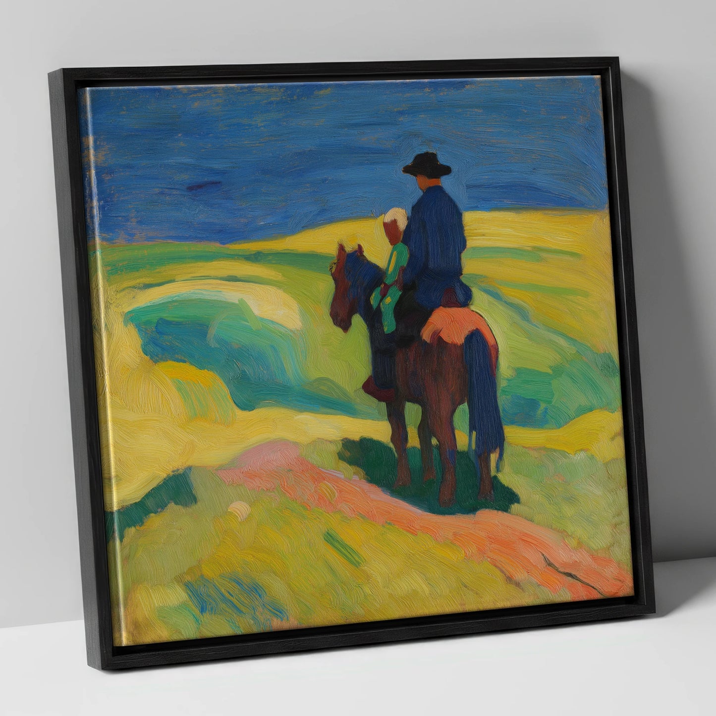 A Shared Horizon horse & rider canvas wall art in black frame